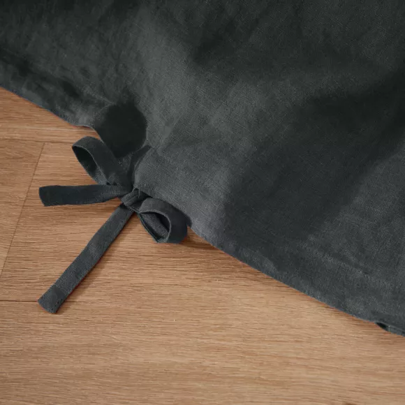 Housse de couette lin lavé (240 cm) Louise Gris ardoise