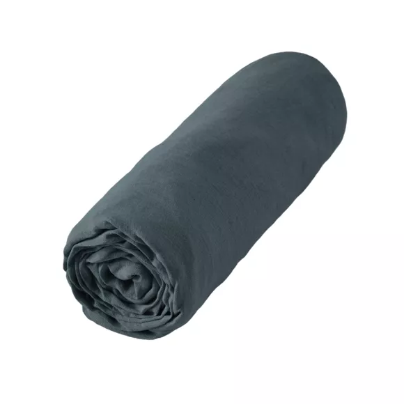 Drap housse lin lavé (160 cm) Louise Gris ardoise 3