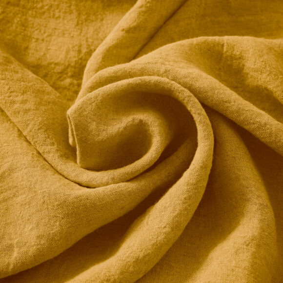 Cojín cuadrado lino lavado (45 cm) Louise Amarillo mostaza