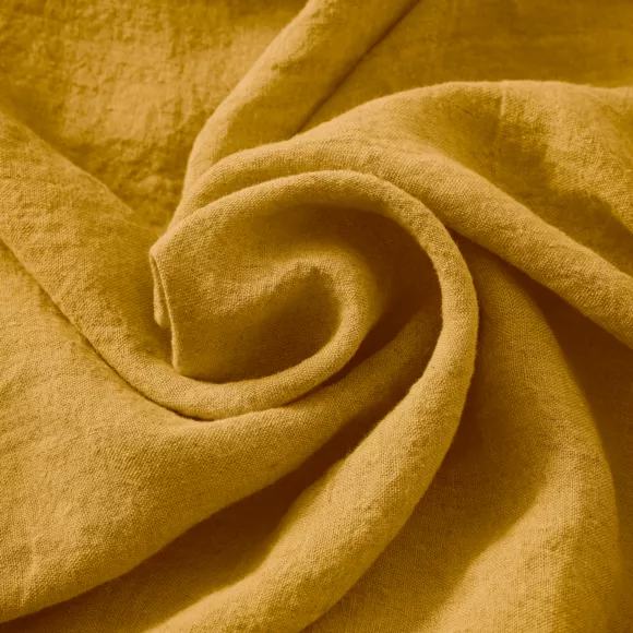 Lot de 3 serviettes lin lavé Louise Jaune moutarde