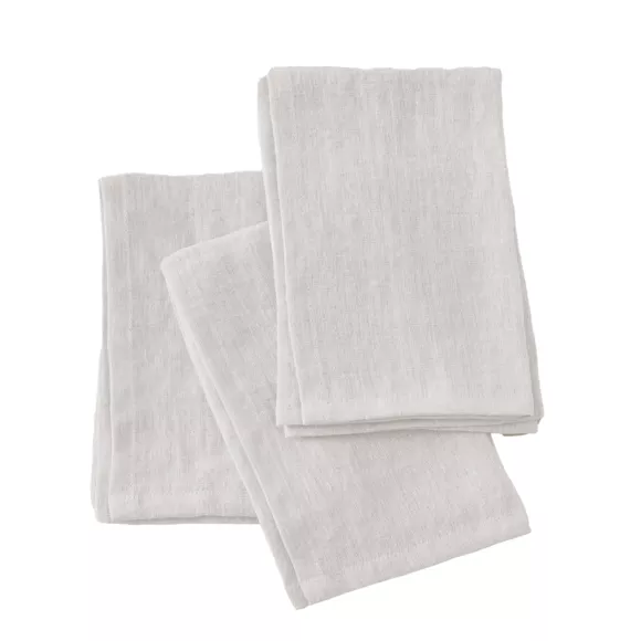 Juego de 3 toallas lino lavado Louise Blancos