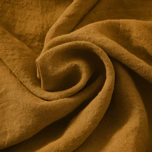Drap plat lin lavé (270 cm) Louise Caramel 2