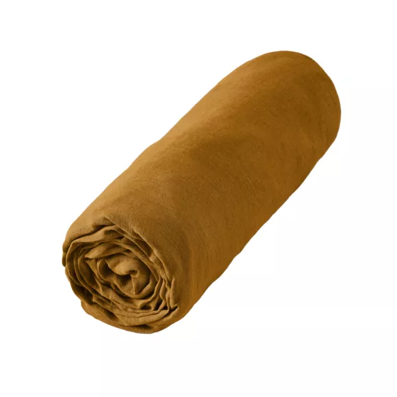 Hoeslaken gewassen linnen (160 cm) Louise Karamel 3