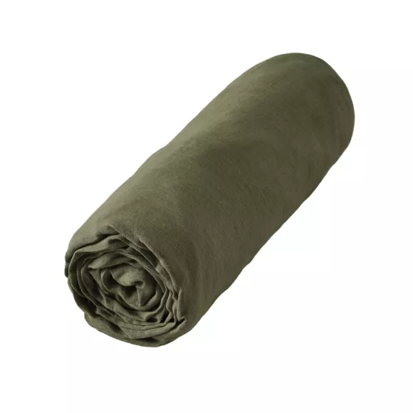 Drap housse lin lavé (160 cm) Louise Vert romarin 3