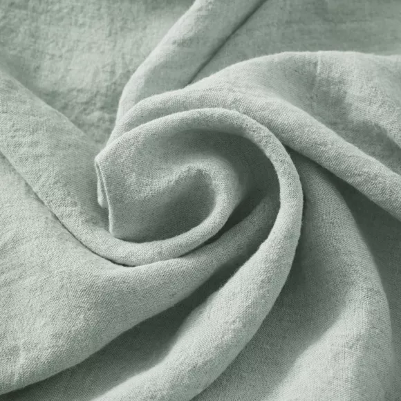Drap housse lin lavé (140 cm) Louise Vert eucalyptus 2