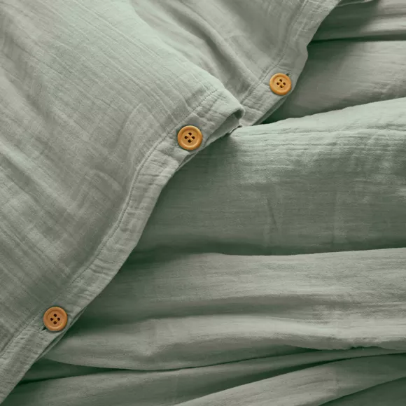 Housse de couette gaze de coton (280 x 240 cm) Gaïa Vert eucalyptus