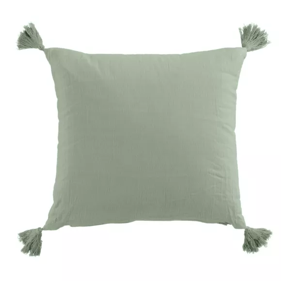 Cojín cuadrado de gasa de algodón (40 cm) Gaïa Verde eucalipto