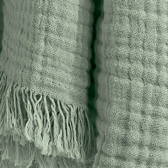 Plaid gaze de coton (130 x 160 cm) Gaïa Vert eucalyptus
