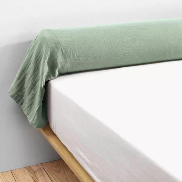 Taie de traversin gaze de coton (L185 cm) Gaïa Vert eucalyptus