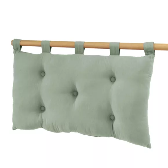 Testata cuscino letto in garza di cotone (80 x 50 cm) Gaïa Verde eucalipto