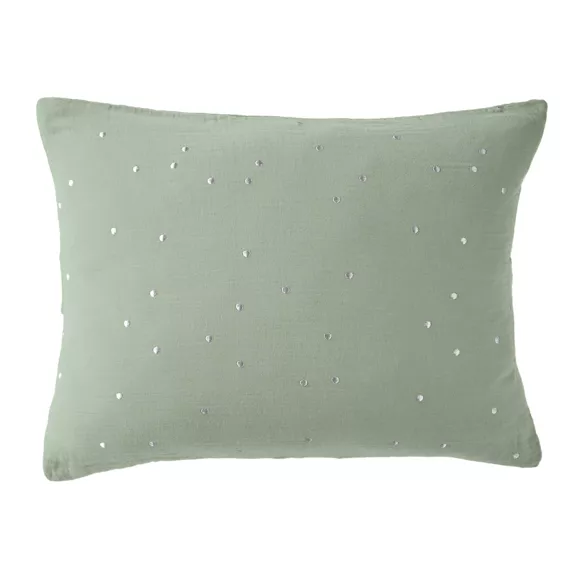 Taie d'oreiller rectangulaire gaze de coton (50 x 70 cm) Gaïa Chic Vert eucalyptus