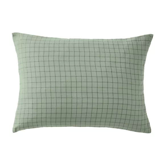 Taie d'oreiller rectangulaire gaze de coton (50 x 70 cm) Gaïa Mix Vert eucalyptus