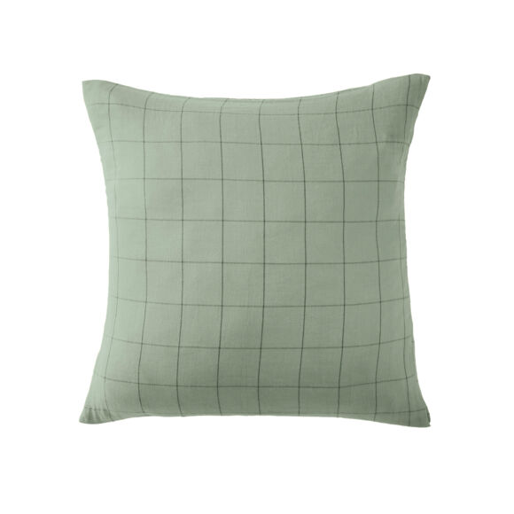 Funda de almohada cuadrada de gasa de algodón (60 x 60 cm) Gaïa Match Verde eucalipto