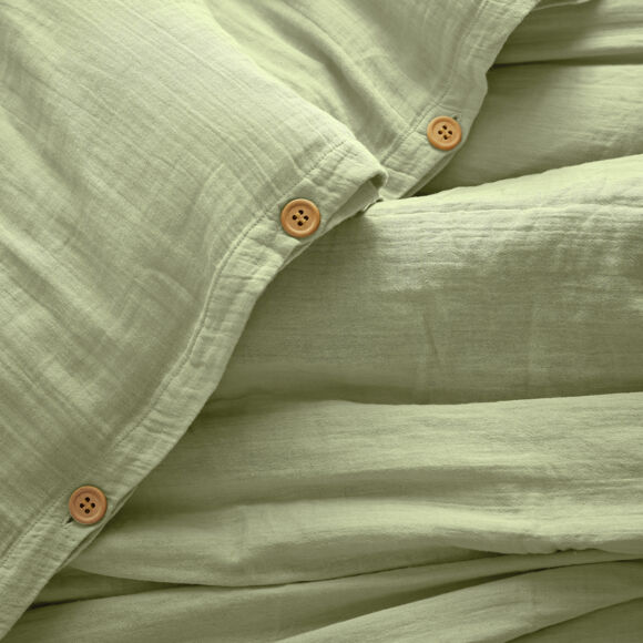 Bettbezug aus Baumwoll-Gaze (280 cm) Gaïa Lindengrün 2