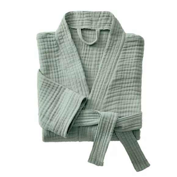 Peignoir de bain gaze de coton S/M Gaïa Vert eucalyptus