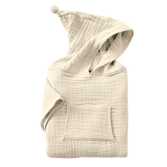 Poncho de baño para niños en gasa de algodón 6/10 años Gaïa Beige pampa