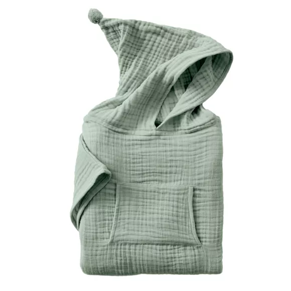 Poncho de bain enfant gaze de coton 6/10 ans Gaïa Vert eucalyptus