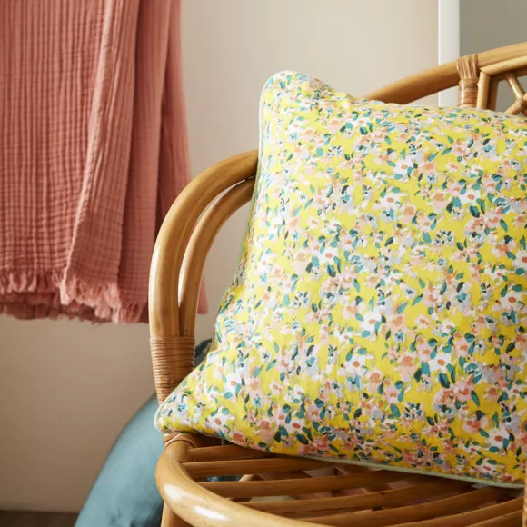 Coussin rectangulaire gaze de coton (40 x 60 cm) Abigaël Jaune