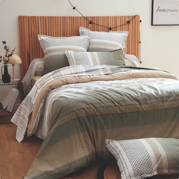 Funda de almohada rectangular en algodón (50 x 70 cm) Niagara Verde kaki