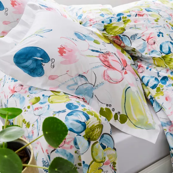 Funda nórdica en percal de algodón (260 x 240 cm) Nénuphar Aguamarina Multicolor