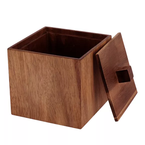 Wattenschijfjes doos van acacia hout (H10 cm) Lina Bruin