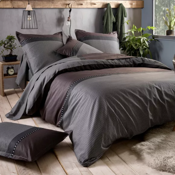 Funda para almohada cuadrada satén de algodón Enzo Negra