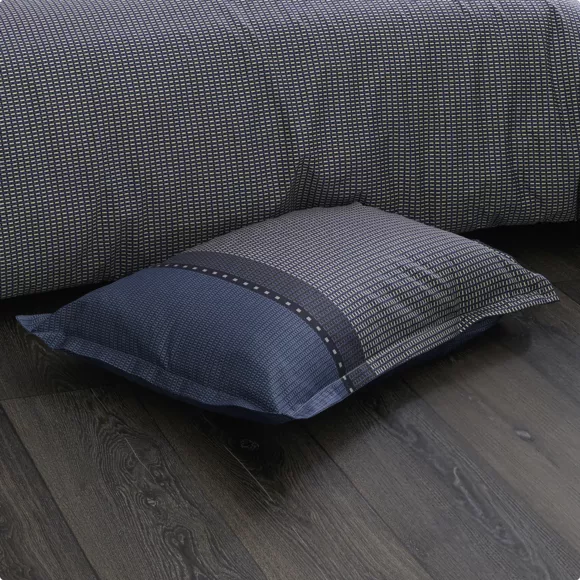 Funda para almohada cuadrada satén de algodón Enzo Azul