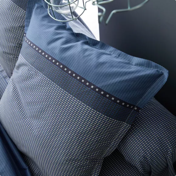 Funda para almohada rectangular satén de algodón Enzo Azul