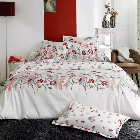 Funda de almohada rectangular percal de algodón Petite folie Rojo