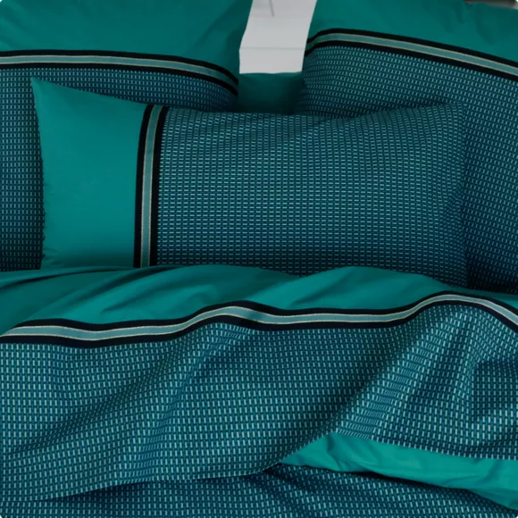 Taie de traversin percale de coton (L200 cm) Gustav Vert émeraude