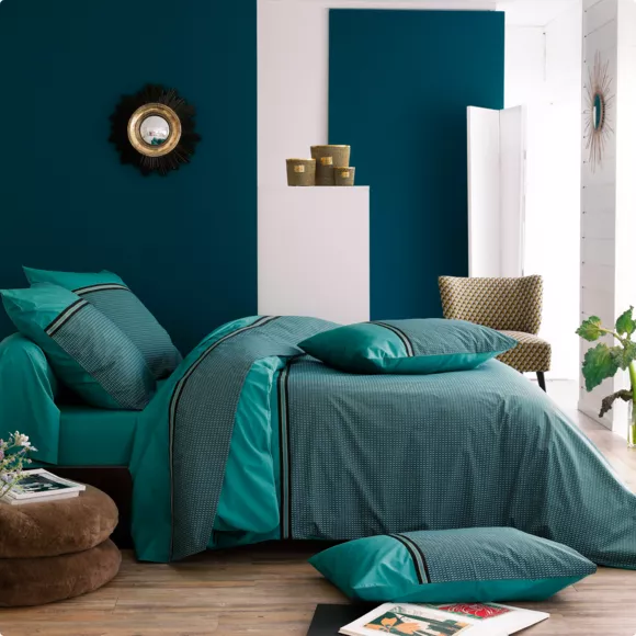Taie de traversin percale de coton (L200 cm) Gustav Vert émeraude