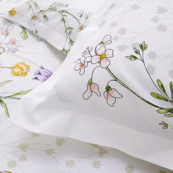 Funda nórdica en algodón (300 x 240 cm) Foliflora Blanco