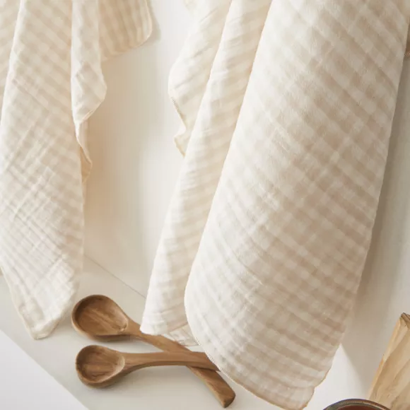 2er Set Handtücher Baumwoll-Gaze (50 x 70 cm) Vickie Beige