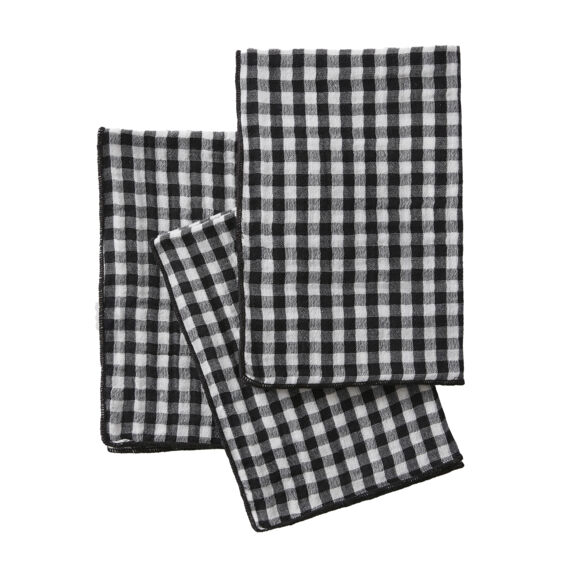 Lot de 3 serviettes gaze de coton (40 x 40 cm) Vickie Noire