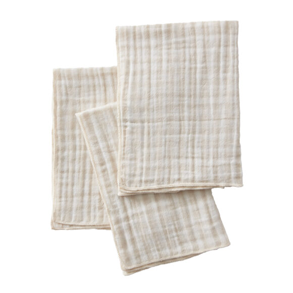 Lot de 3 serviettes gaze de coton (40 x 40 cm) Vickie Beige