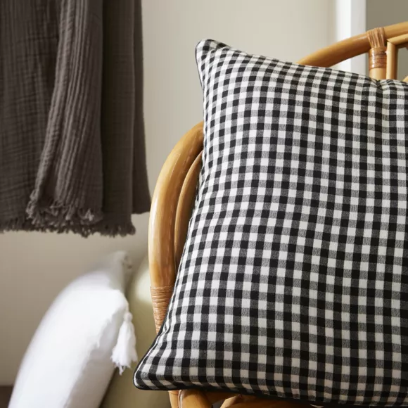 Coussin rectangulaire gaze de coton (40 x 60 cm) Vickie Noir