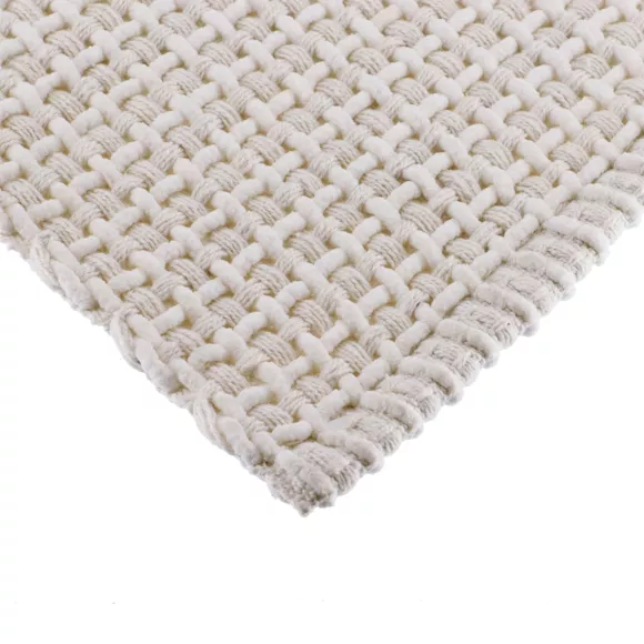 TAPIS POLYESTER/COTON TRESSE 50X120 CM - BLANC/IVOIRE