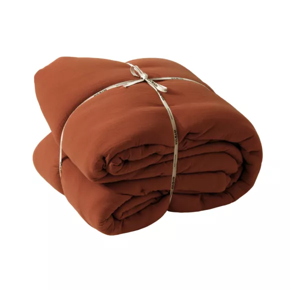 EM -  couvre lit  180 x 240 cm Gaze de coton unie GAìA Terracotta 
