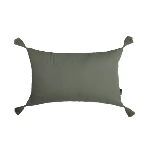 Cuscino rettangolare in garza di cotone (40 x 60 cm) Gaia Verde rosmarino