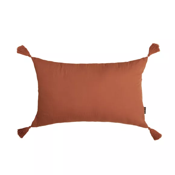 Cojín rectangular en gasa de algodón (40 x 60 cm) Gaïa Terracotta