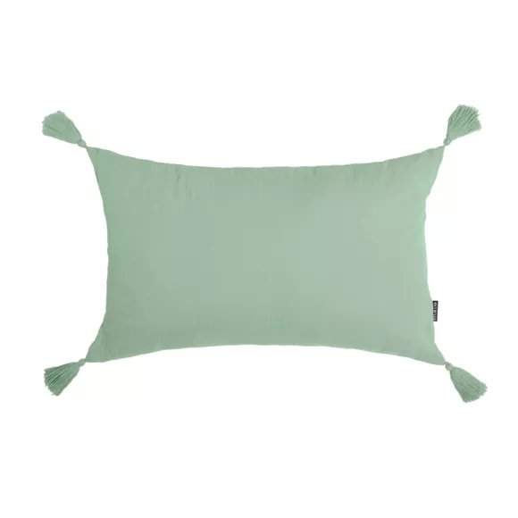 Coussin rectangulaire gaze de coton (40 x 60 cm) Gaïa Vert eucalyptus
