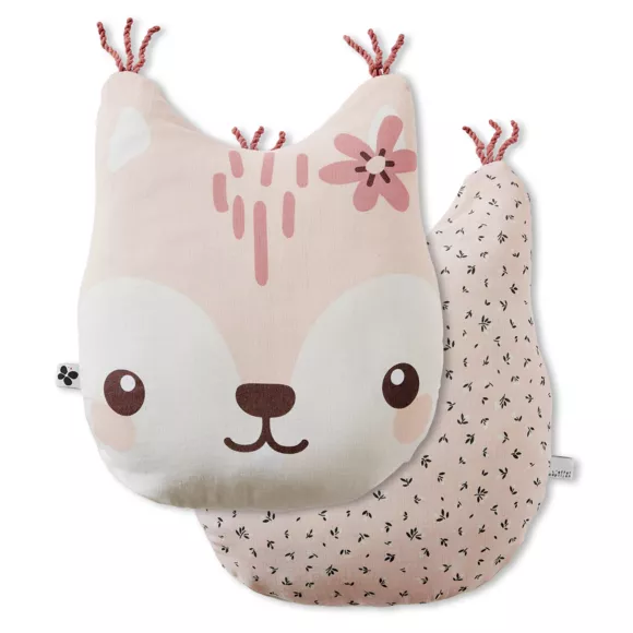 Coussin enfant écureuil gaze de coton (40 x 45 cm) Tamia Rose