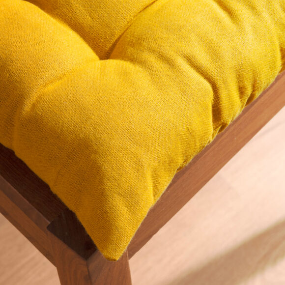 Coussin de chaise carré coton (40 x 40 cm) Pixel Jaune moutarde