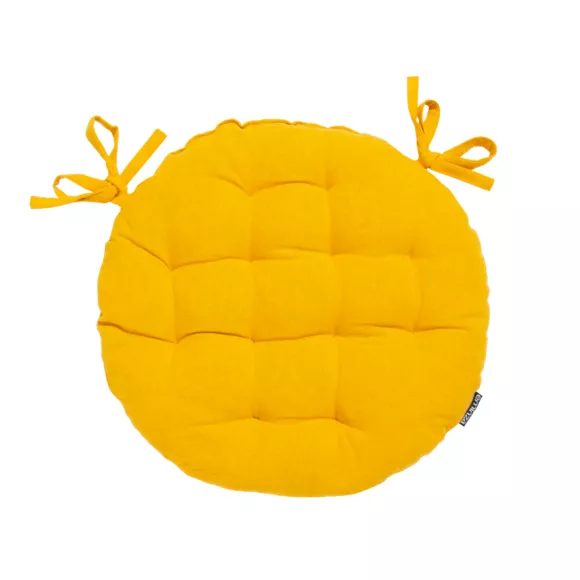 Cuscino rotondo per sedia in cotone (40 cm) Pixel Giallo senape