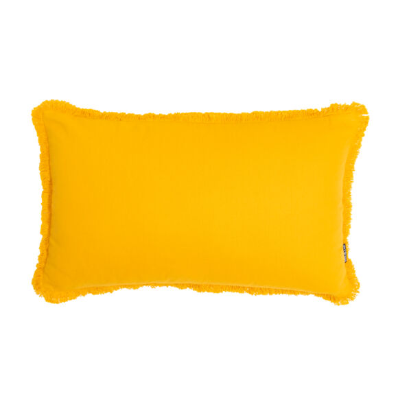 Coussin rectangulaire coton (40 x 60 cm) Pixel franges Jaune moutarde