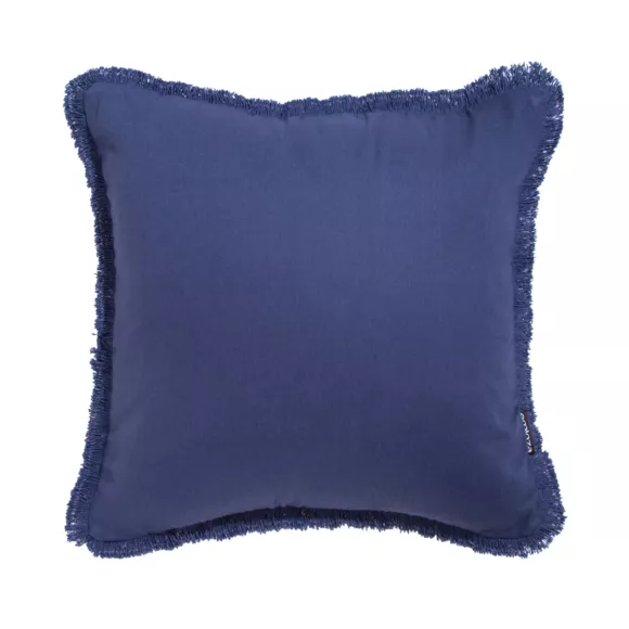 Cuscino quadrato in cotone (45 x 45 cm) Pixel con frange Blu marino