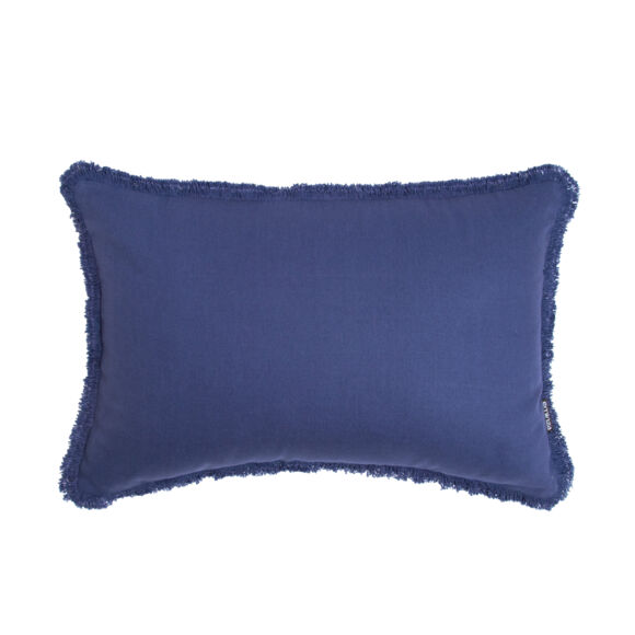 Coussin rectangulaire coton (40 x 60 cm) Pixel franges Bleu marine