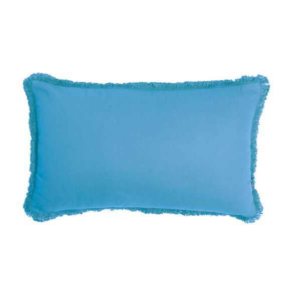 Coussin rectangulaire coton (40 x 60 cm) Pixel franges Bleu turquoise