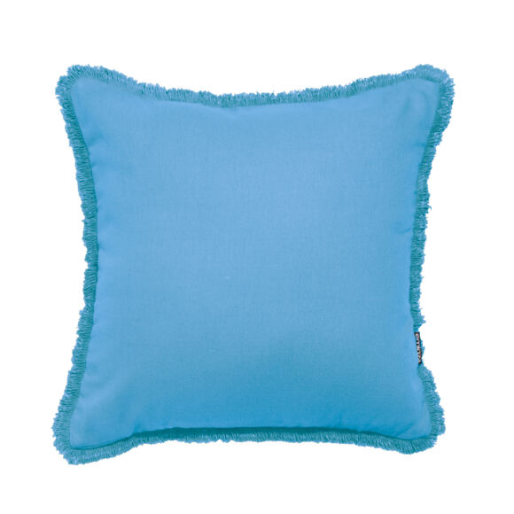 Coussin carré coton (45 x 45 cm) Pixel franges Bleu turquoise