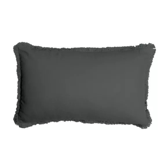 Cojín rectangular en algodón (40 x 60 cm) Pixel con flecos en Gris antracita